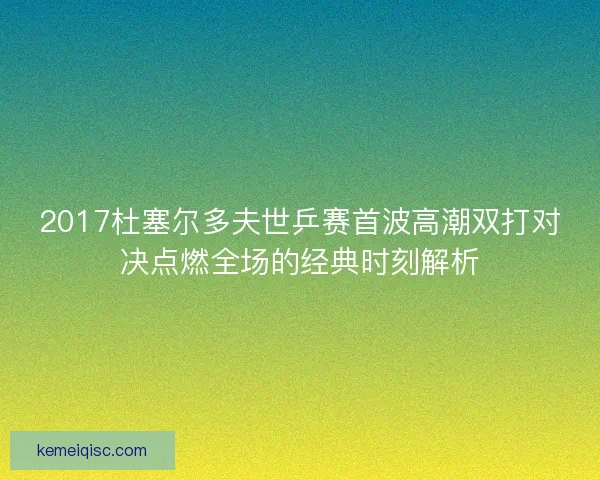 2017杜塞尔多夫世乒赛首波高潮双打对决点燃全场的经典时刻解析