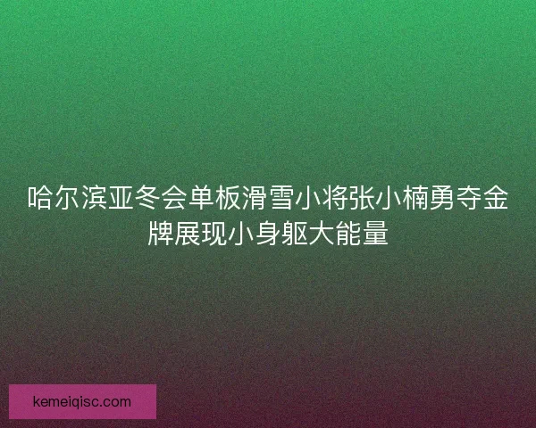 哈尔滨亚冬会单板滑雪小将张小楠勇夺金牌展现小身躯大能量