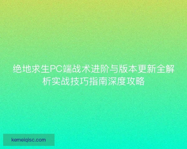 绝地求生PC端战术进阶与版本更新全解析实战技巧指南深度攻略