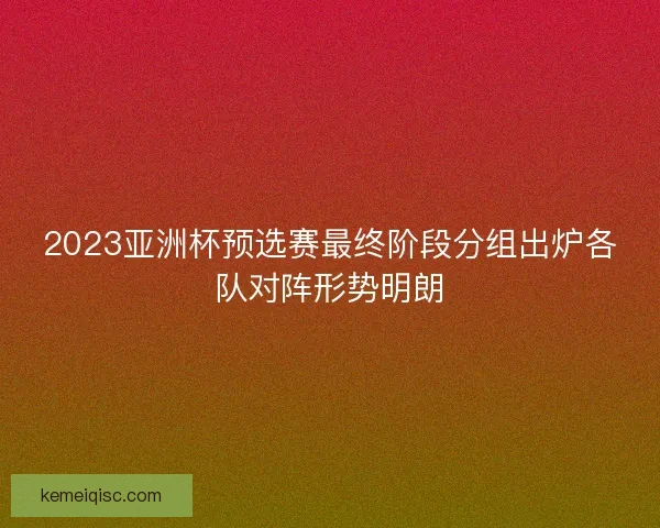 2023亚洲杯预选赛最终阶段分组出炉各队对阵形势明朗