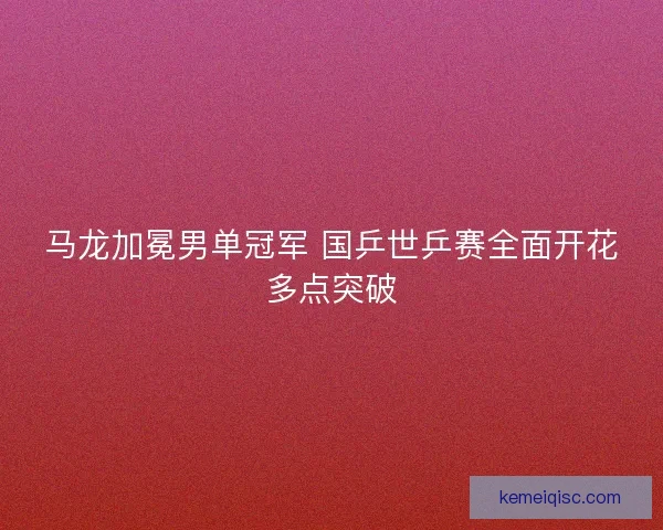马龙加冕男单冠军 国乒世乒赛全面开花多点突破