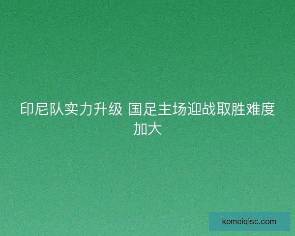 印尼队实力升级 国足主场迎战取胜难度加大 印尼队实力升级 国足主场迎战取胜难度加大